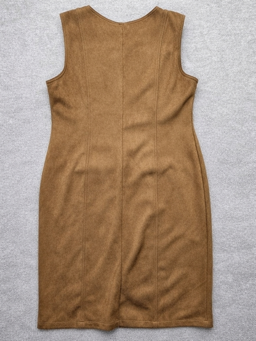 Shelby & Palmer Faux Suede Dress Gold Zip Pockets Sleeveless Size 14 - Picture 5 of 9